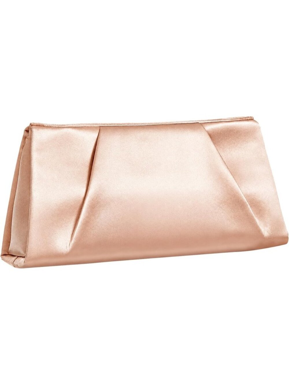 Womens Champagne Satin Pleated Clutch Purse Elegant Prom Party Evening Bag